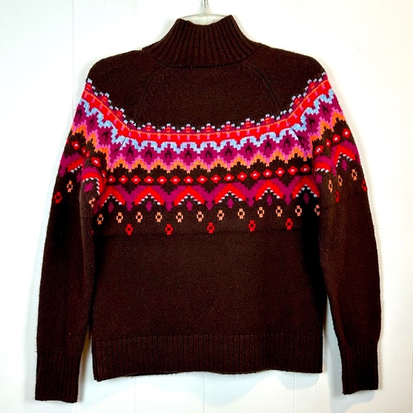Lou & Grey Fair Isle Mock Neck Crop Sweater Women’s Size XS - Picture 4 of 7
